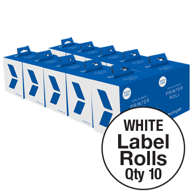 BULK & SAVE 10 x Entrytab Printer Label (Sticky) Rolls (White)
