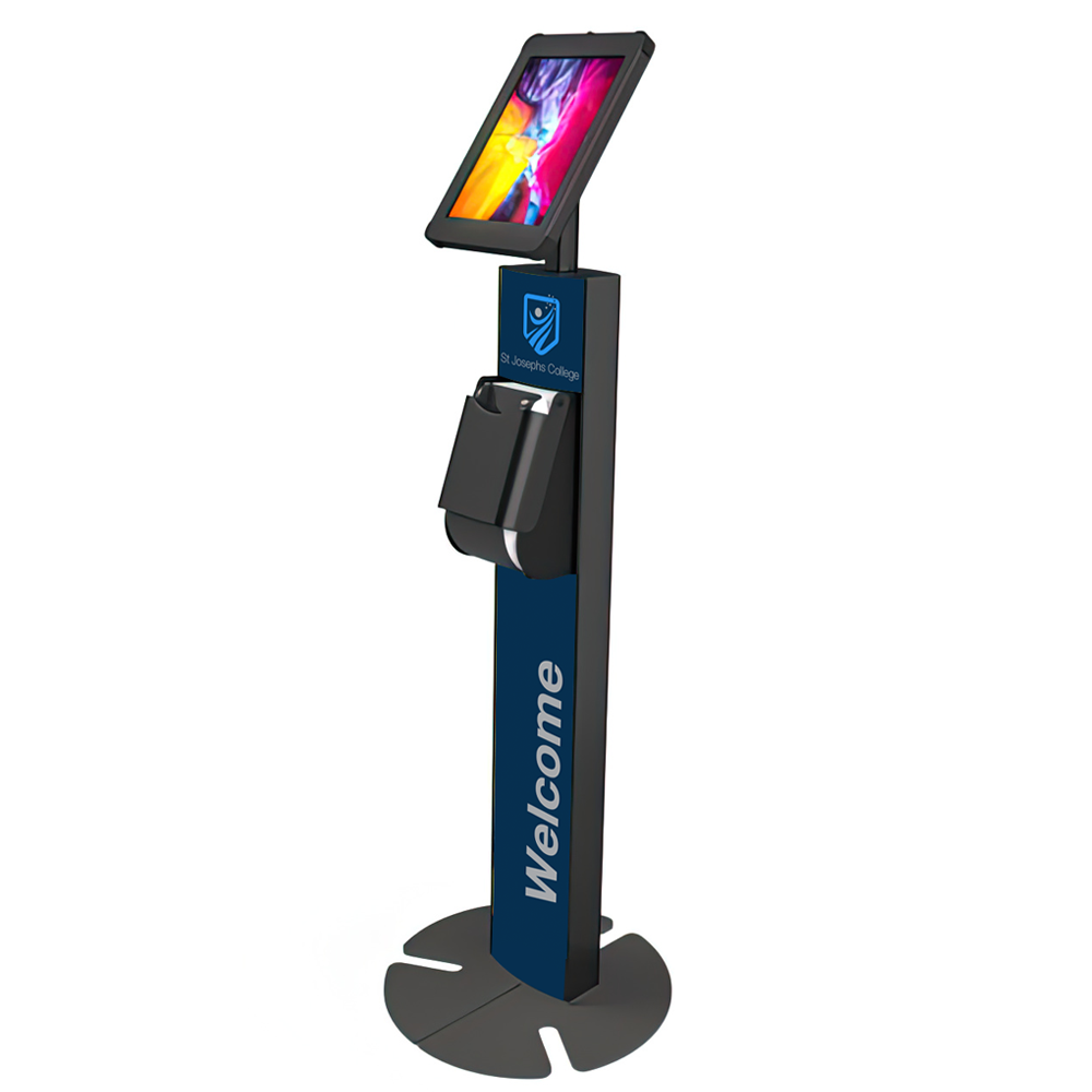 Custom Branded Enclosed iPad Floor Stand with Printer Mount